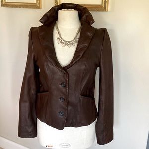 Butter-soft lamb skin chocolate brown Antonio Melani leather jacket, S
